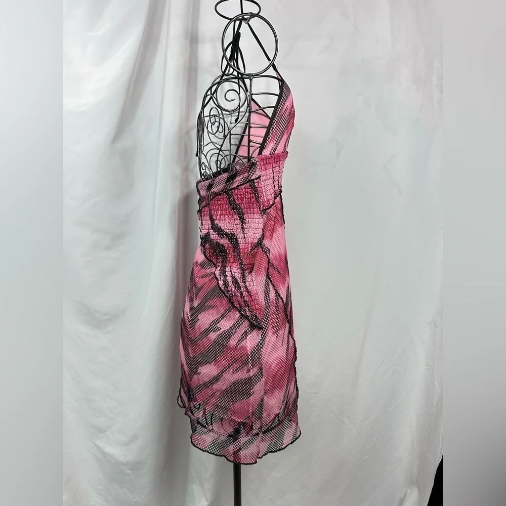 I AM GIA Moss pink mesh mini halter dress size M - Picture 3 of 8